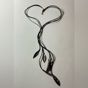 Silpada Sterling Silver and Leather Leaf Lariat Necklace